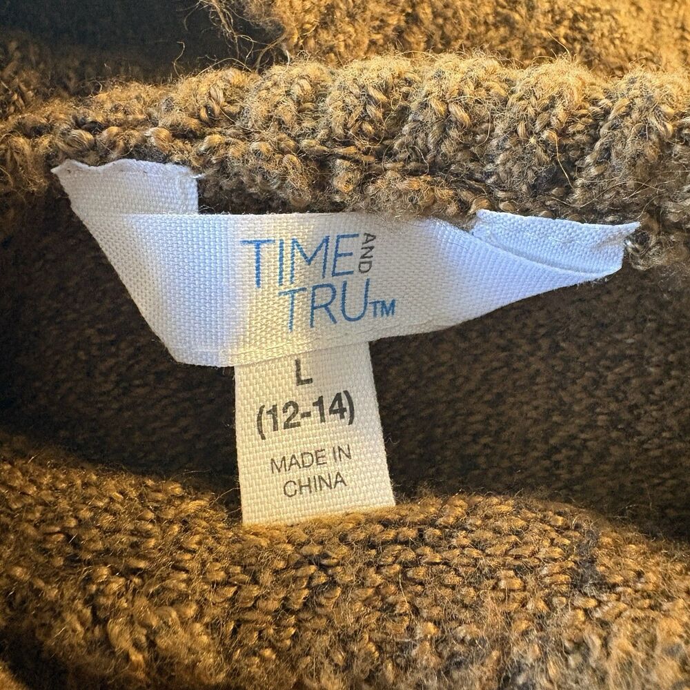 NWT Time and Tru Cowl Neck Sweater Womens L Brown Marled Oversized Cozy Soft - Picture 8 of 12